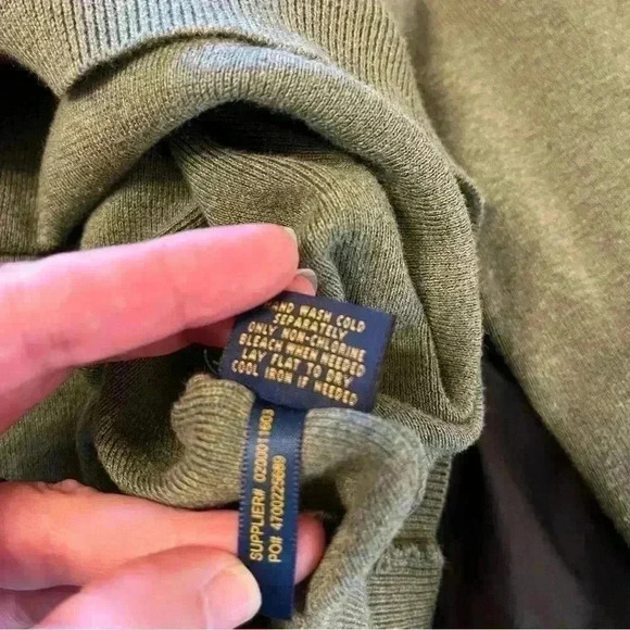 Polo Ralph Lauren Olive Green V-Neck Pima Cotton Long Sleeve Sweater Men's XXL - Picture 13 of 14